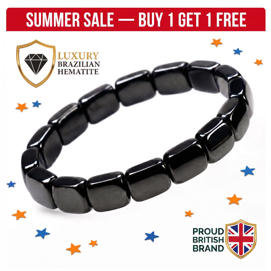 AURALIS Hematite Bracelet worn on the wrist